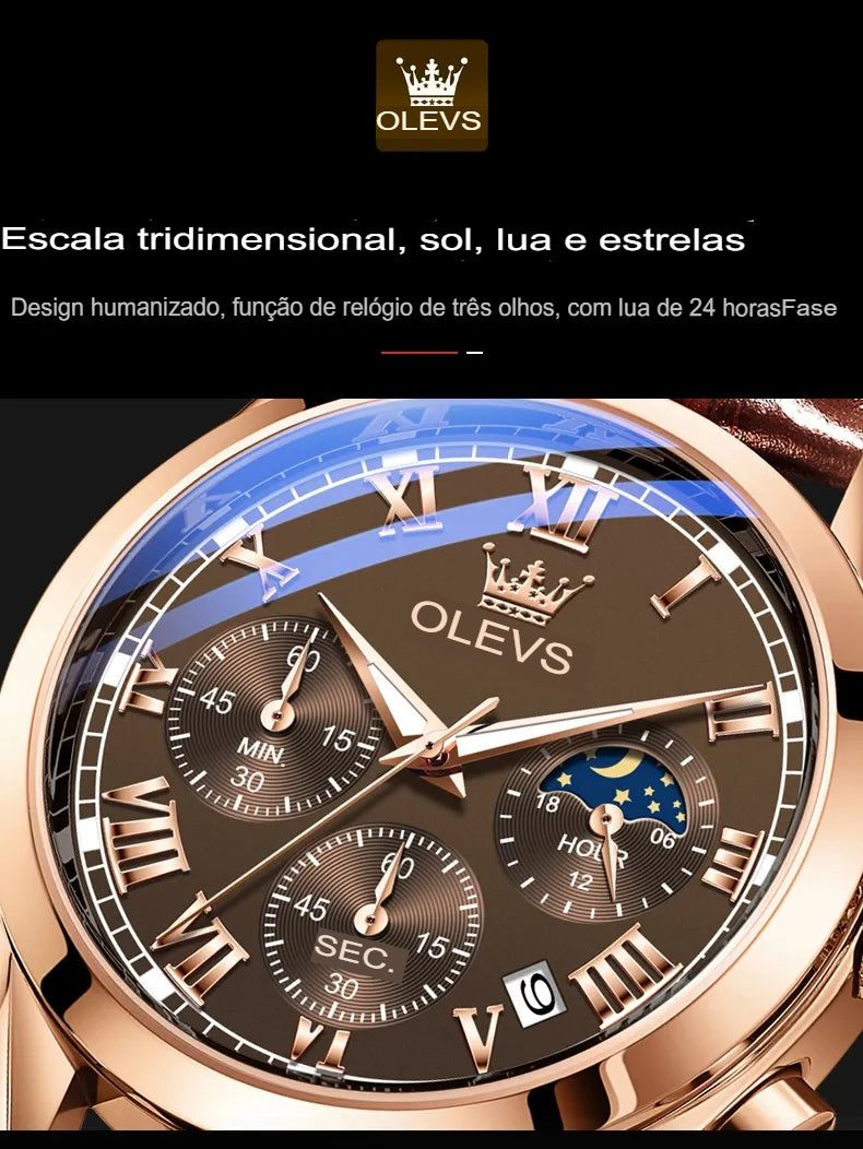 Relógio de Quartzo para homens, Impermeável, Moda de luxo
