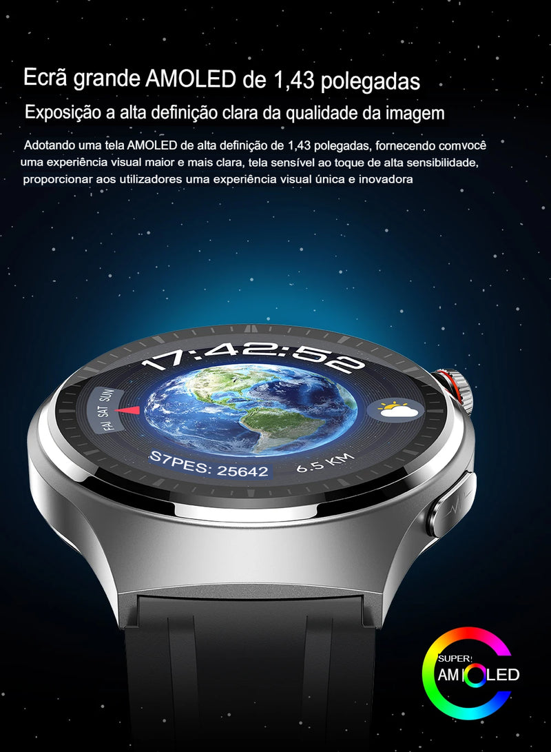 Smartwatch, Relógio inteligente masculino, medidor de frequência cardíaca, tela HD 466x466, chamada Bluetooth