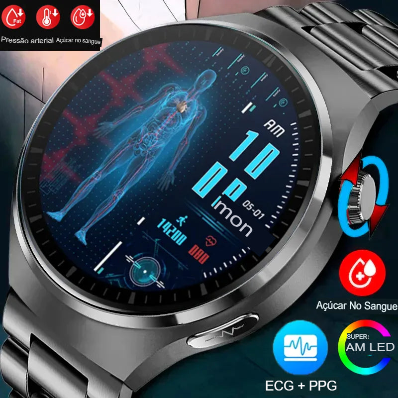 Smartwatch, relógio inteligente para homens,  frequência cardíaca, monitor de saúde, resistente a água