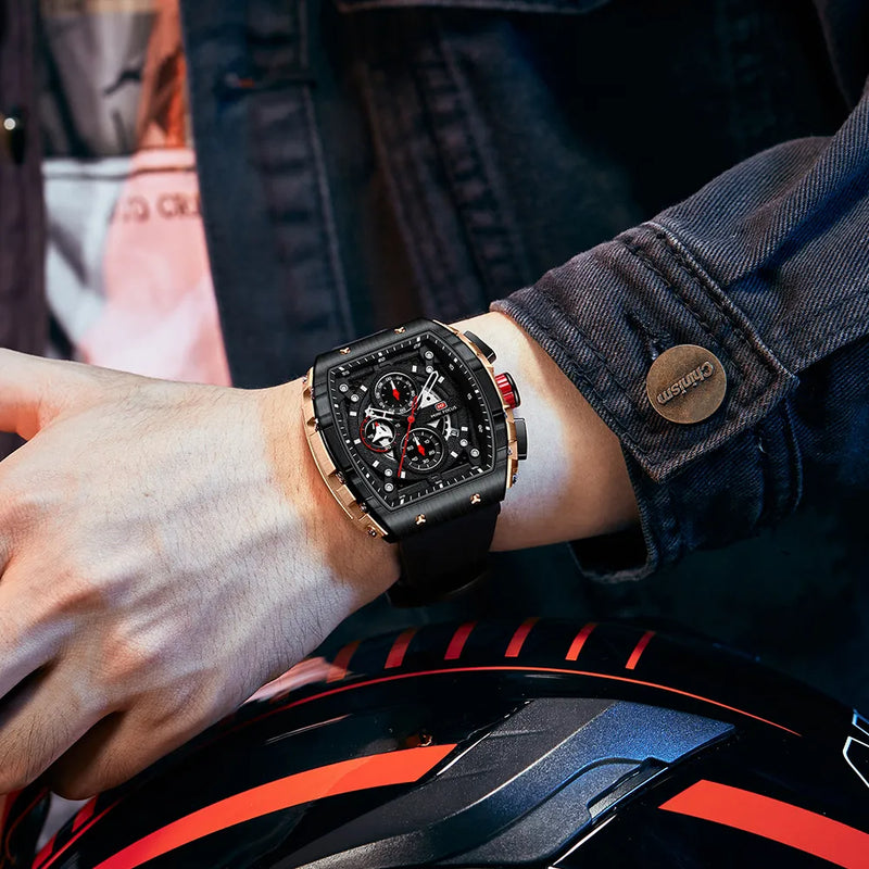 Relógio Masculino, Impermeável, pulseira de silicone, moda de luxo casual