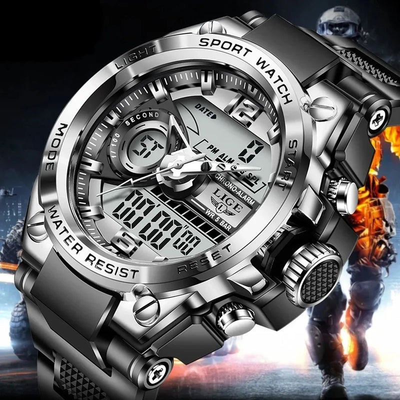 Relógio Masculino Digital militar, Relógio de pulso impermeável, Tela Led, esporte