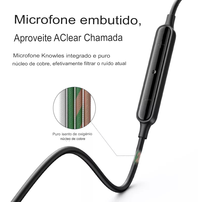 UGREEN fone de ouvido com fio equipado com microfone intra-auricular de 3,5mm para suprimir o ruído ambiente.