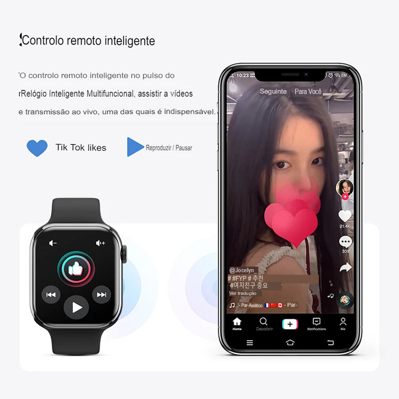 Smartwatch, relógio inteligente masculino e feminino, chamadas bluetooth, monitor de frequência cardíaca.