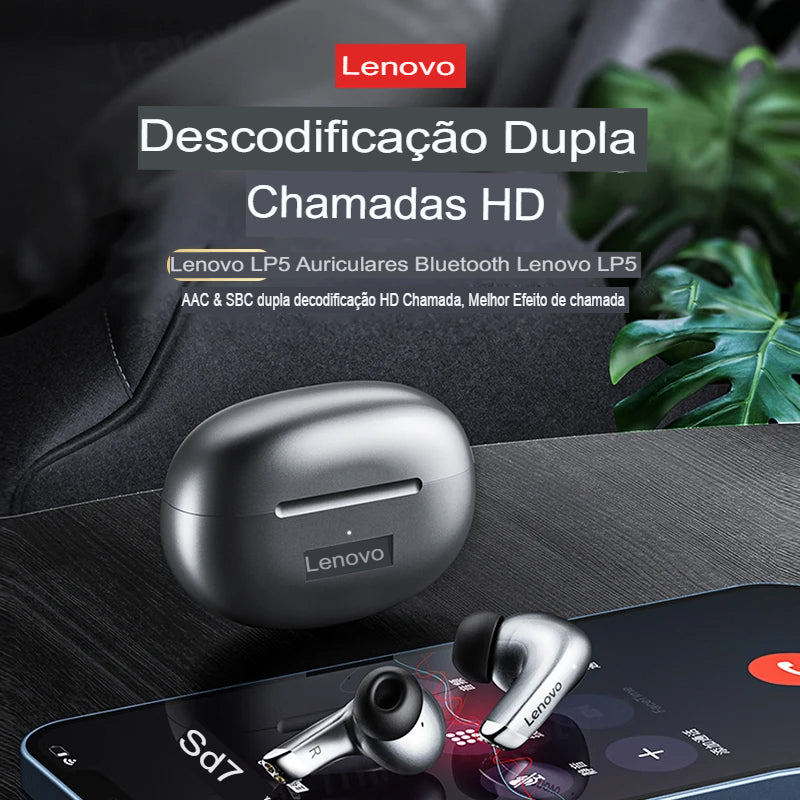 Fone de Ouvido sem fio, à prova d'água, Lenovo