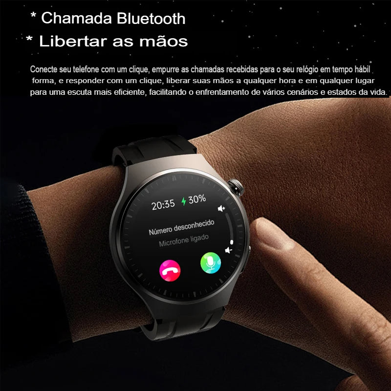 Smartwatch, Relógio inteligente masculino, medidor de frequência cardíaca, tela HD 466x466, chamada Bluetooth