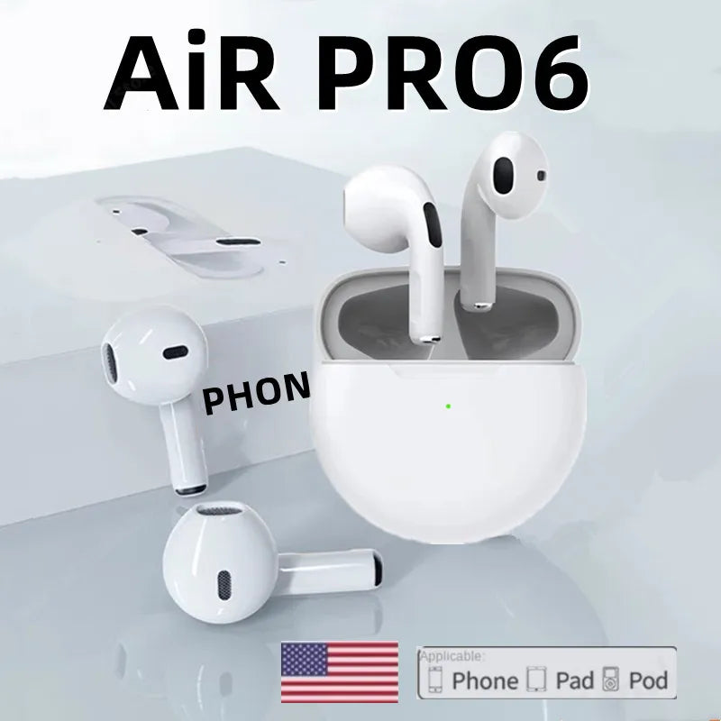 Air Pro 6 TWS, Fones De Ouvido Sem Fio, Bluetooth