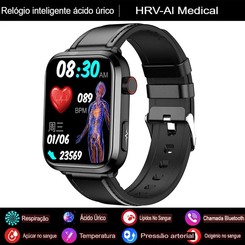 Smartwatch, Relógio inteligente masculino, medidor de frequência cardíaca, bluetooth, Assistente de voz embutido