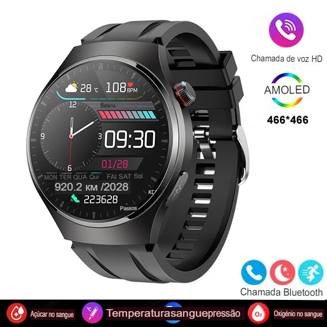 Smartwatch, relógio inteligente para homens,  frequência cardíaca, monitor de saúde, resistente a água