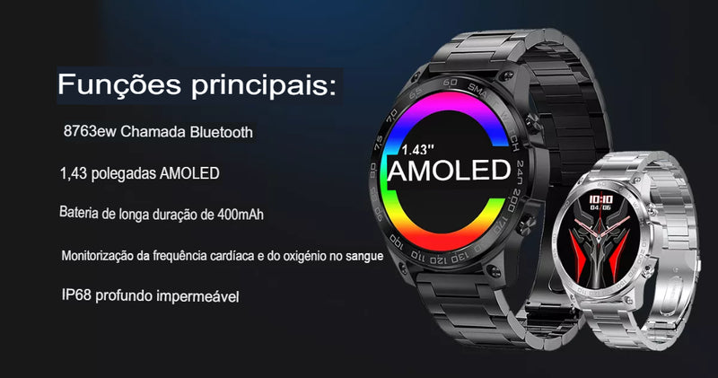 Novo Smartwatch, Relógio Inteligente, à prova d'água , tela amoled