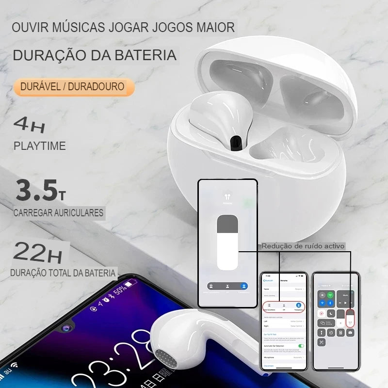 Air Pro 6 TWS, Fones De Ouvido Sem Fio, Bluetooth